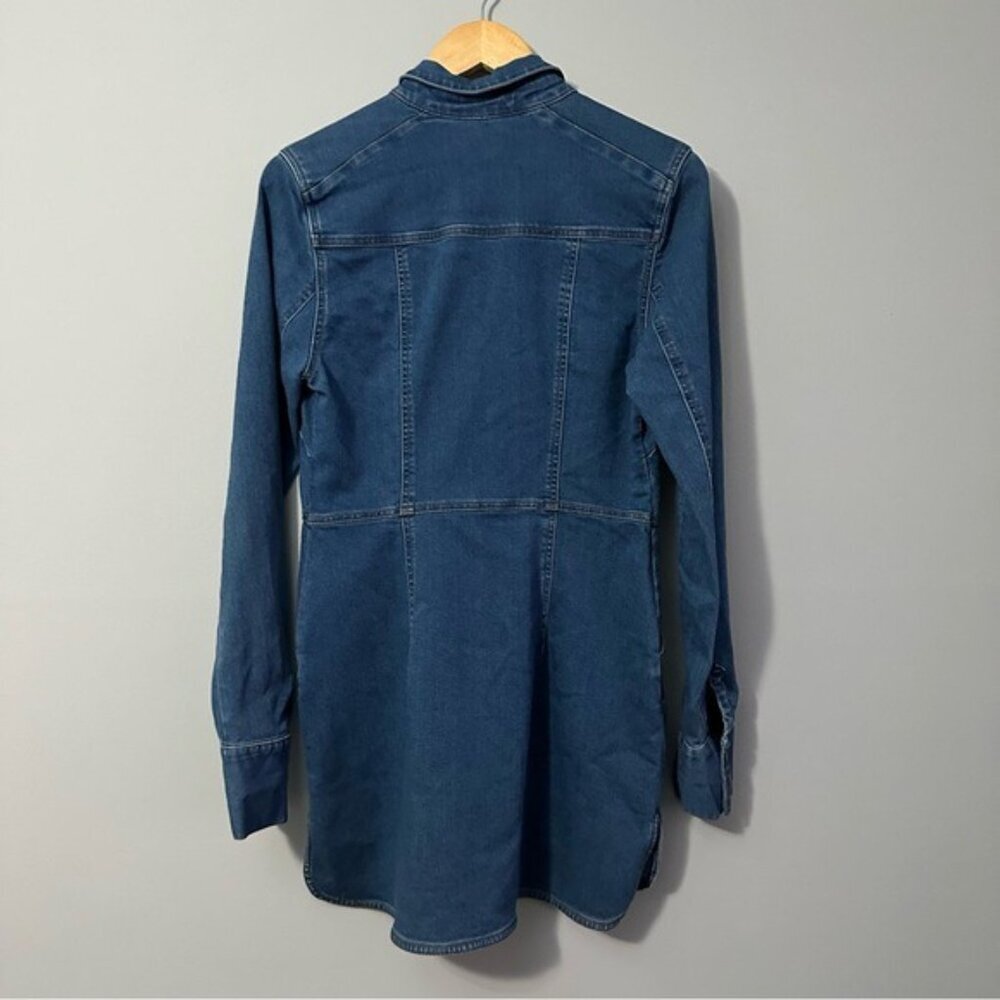 Free People Dynomite Denim Dress Small Western Boho Retro 70s - Picture 4 of 13